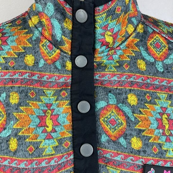 Simply Southern Aztec Pullover Sweatshirt SZ L Unique Warm Quarter Button Top - Picture 5 of 15
